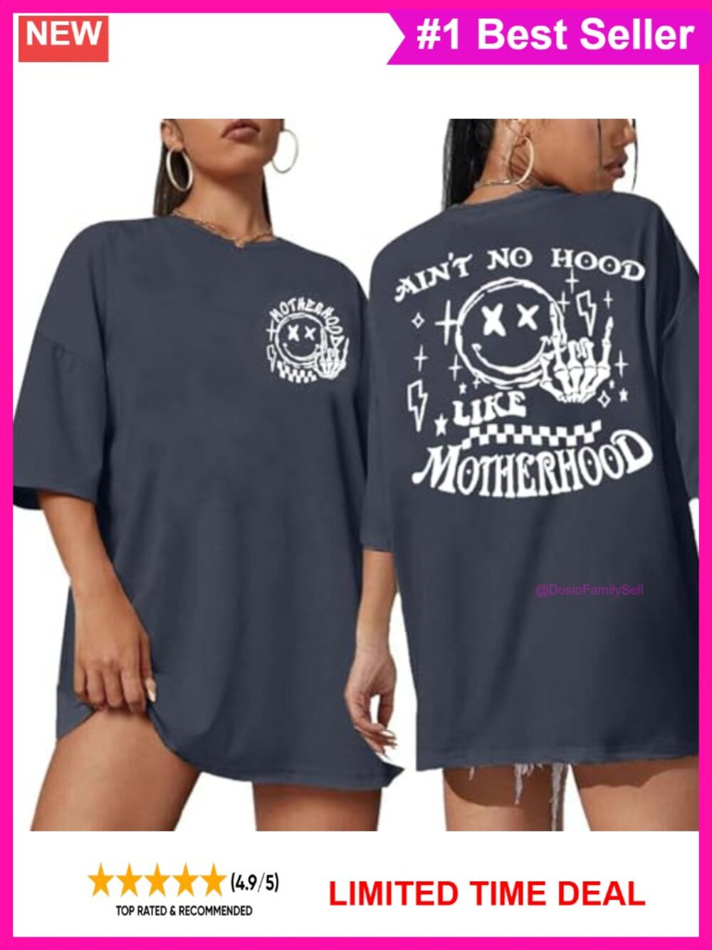 Motherhood Skeleton Graphic Oversized Drop Shoulder Tee